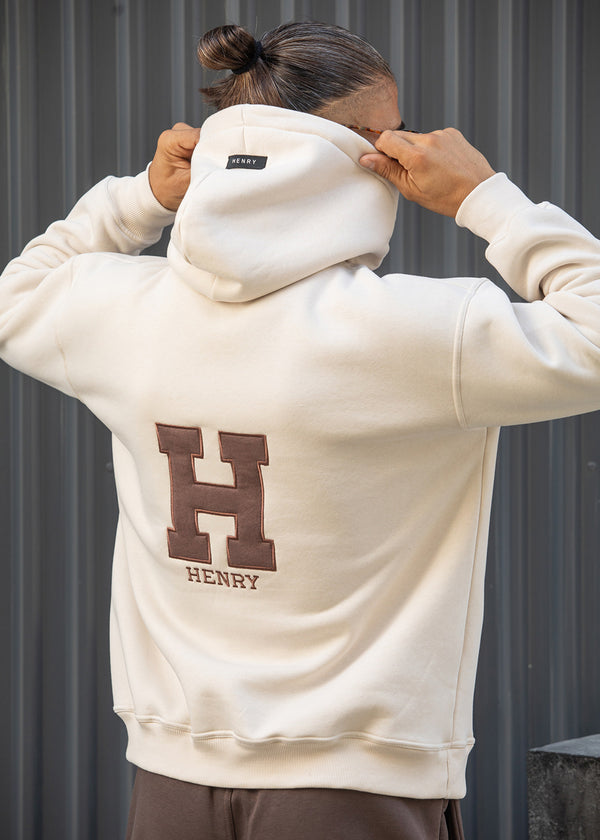 Ανδρικό φούτερ με κουκούλα Henry Clothing-3-767-Henry logo hoodie μπεζ