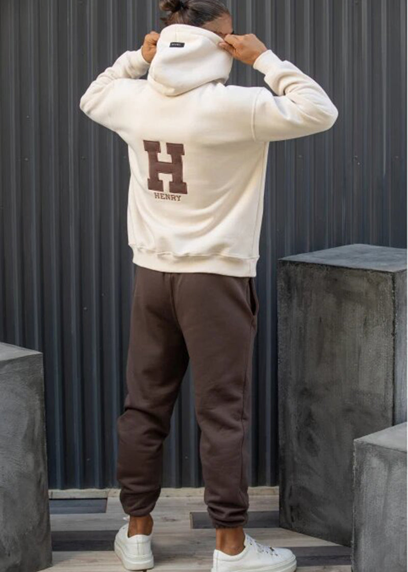 Ανδρικό φούτερ με κουκούλα Henry Clothing-3-767-Henry logo hoodie μπεζ
