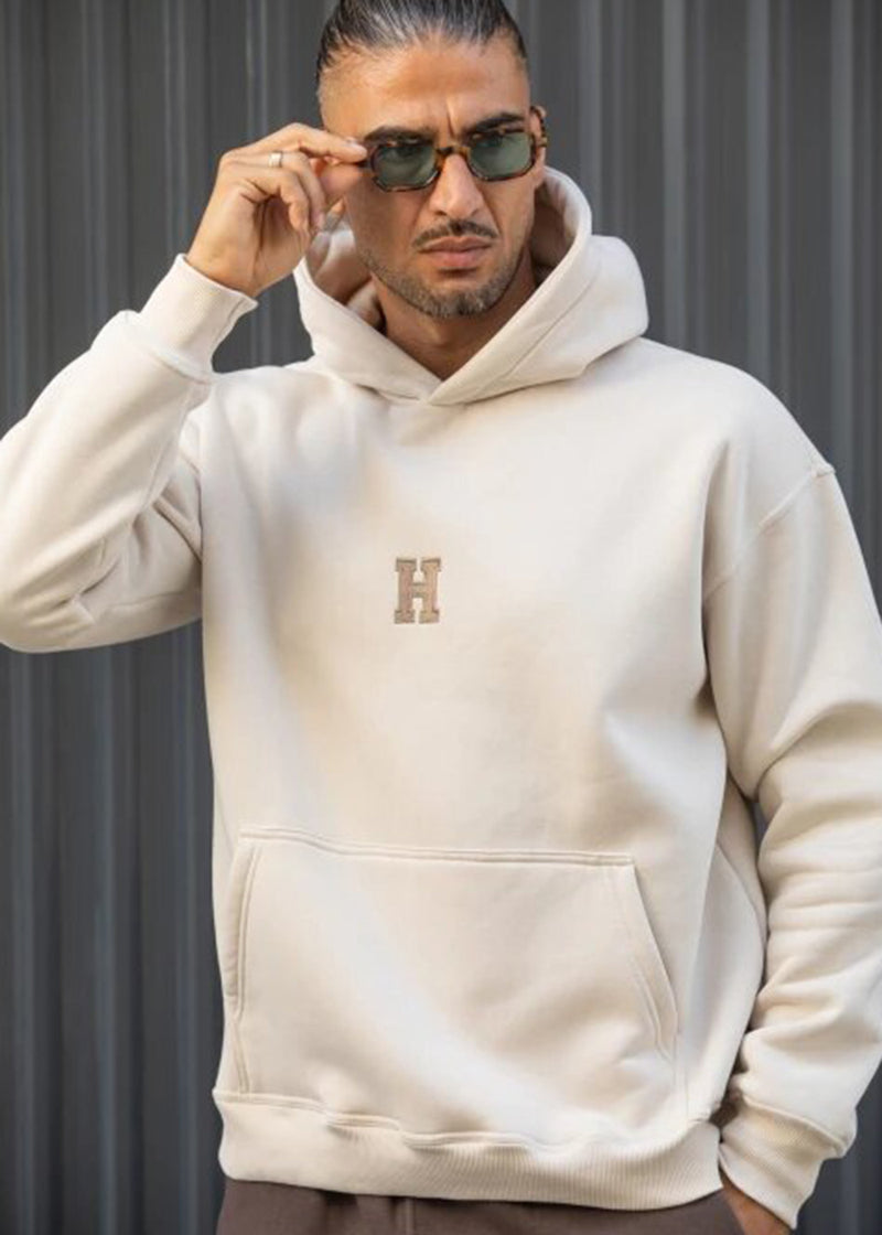 Ανδρικό φούτερ με κουκούλα Henry Clothing-3-767-Henry logo hoodie μπεζ