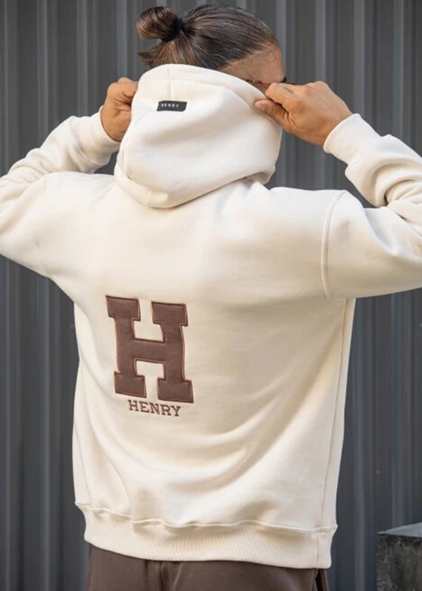 Ανδρικό φούτερ με κουκούλα Henry Clothing-3-767-Henry logo hoodie μπεζ