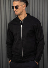 Ανδρική ζακέτα Henry Clothing-3-775-Alcantara signed logo zipper jacket μαύρο