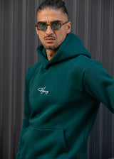 Ανδρικό φούτερ με κουκούλα Henry Clothing-3-778-calligraphic logo hoodie πράσινο