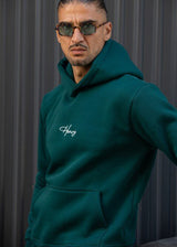 Ανδρικό φούτερ με κουκούλα Henry Clothing-3-778-calligraphic logo hoodie πράσινο