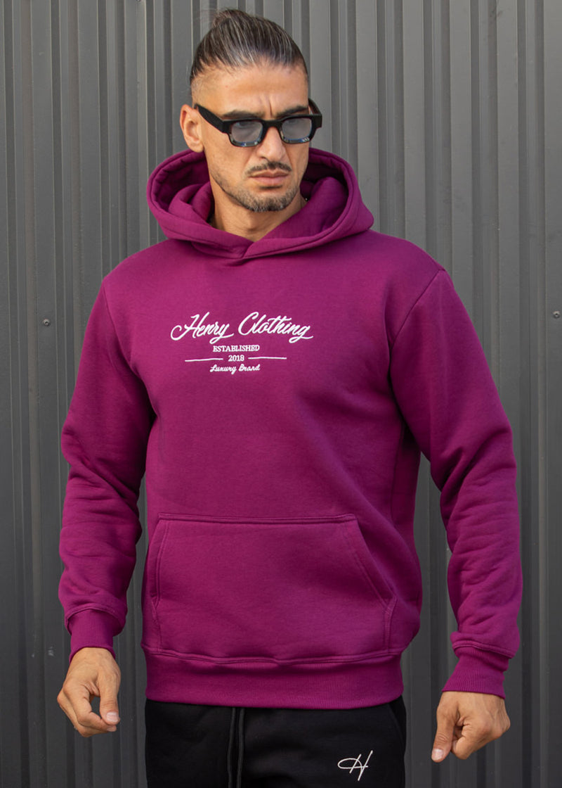 Ανδρικό φούτερ με κουκούλα Henry Clothing-3-780-calligraphic logo hoodie magenta