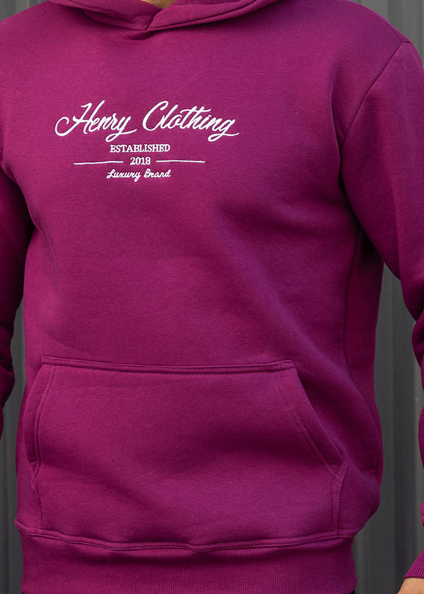 Ανδρικό φούτερ με κουκούλα Henry Clothing-3-780-calligraphic logo hoodie magenta