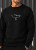 HENRY CLOTHING - Ανδρικό φούτερ Regular Fit - Μαύρο 3-801