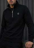 HENRY CLOTHING - Ανδρικό φούτερ Zip Regular Fit - Μαύρο 3-807