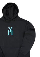 HENRY CLOTHING Ανδρικό φούτερ με κουκούλα H - Μαύρη 3-839