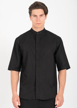 Ανδρικό κοντομάνικο πουκάμισο μαο - VITTORIO - 300-25-MIRO - mao shirt oversized feet μαύρο