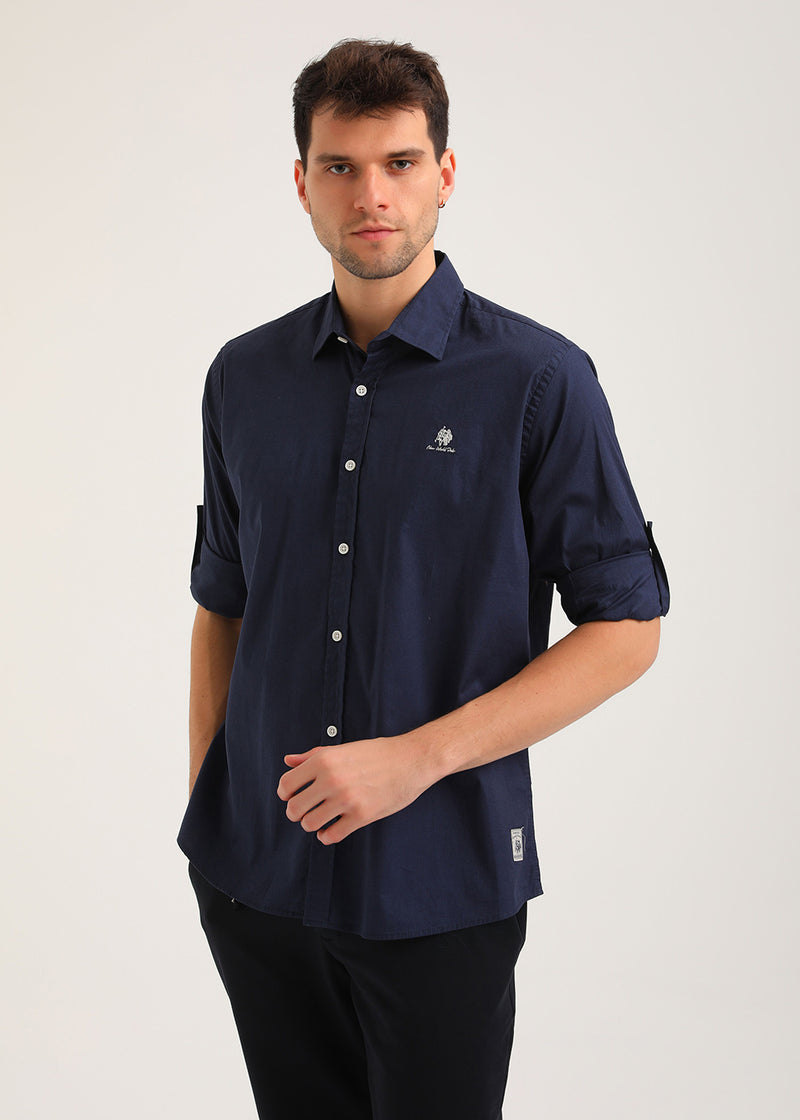 Ανδρικό πουκάμισο New World Polo - POLO-3003 - classic button-up shirt σκούρο μπλε