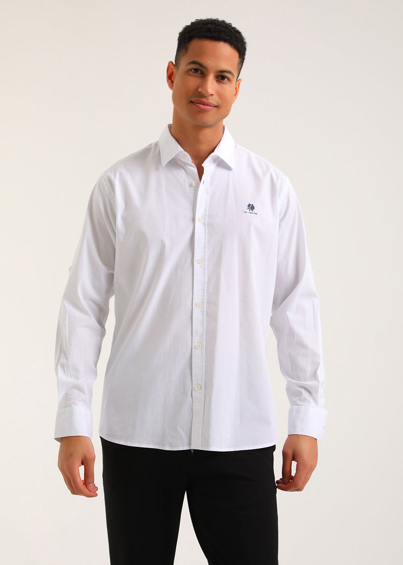 Ανδρικό πουκάμισο New World Polo - POLO-3003 - classic button-up shirt λευκό