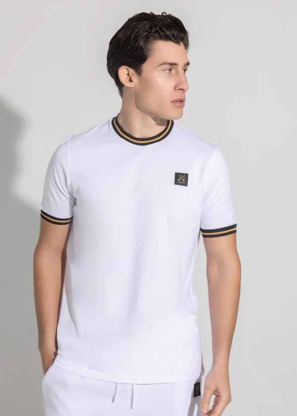 Ανδρική κοντομάνικη μπλούζα Vinyl Art Clothing - 32980-02 - cotton regular fit - stripped ends tee λευκό