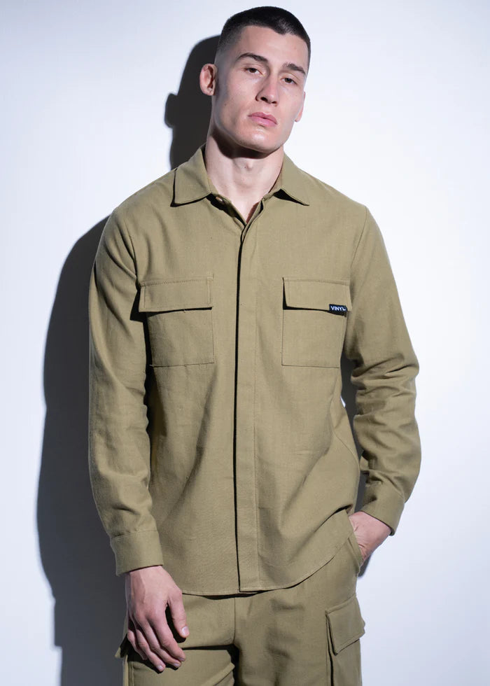 Vinyl art clothing - 33520-04 - essential overshirt jacket - khaki