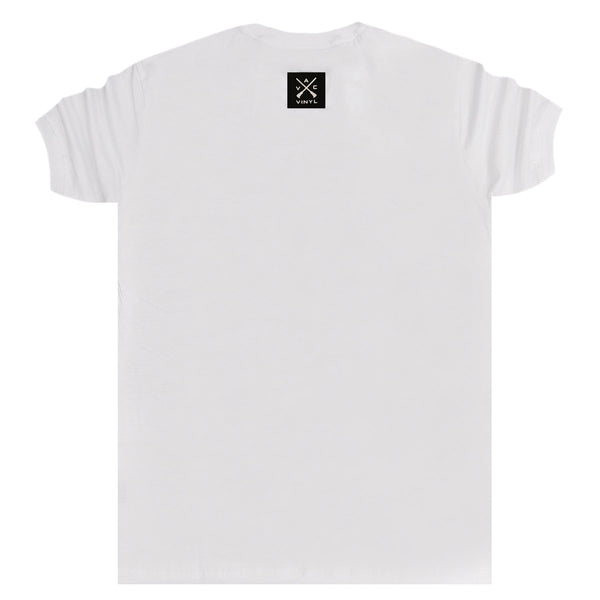 Vinyl art clothing - 11605-02 - t-shirt with black tape - white