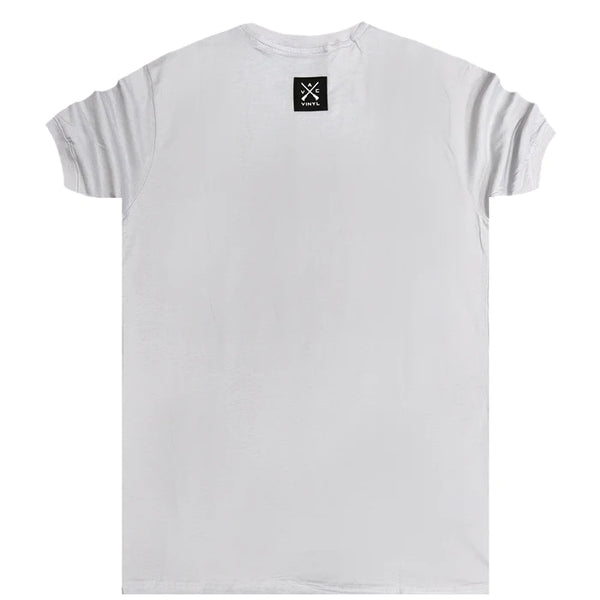 Ανδρική κοντομάνικη μπλούζα Vinyl art clothing - 11605-09 - t-shirt with black tape ανοιχτό γκρι