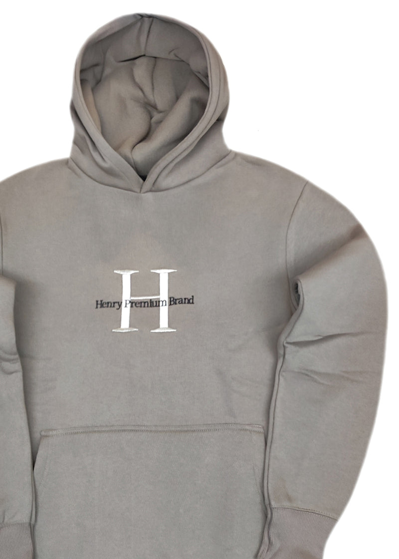 Ανδρικό φούτερ με κουκούλα Henry Clothing-3-502-Henry logo hoodie dark beige