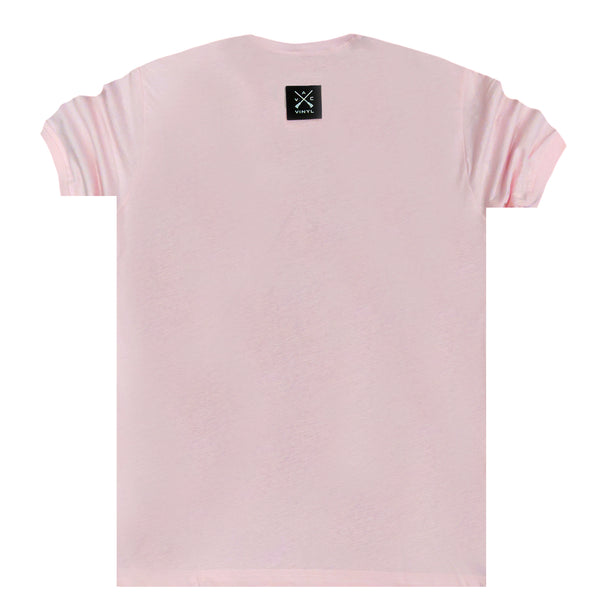 Ανδρική κοντομάνικη μπλούζα Vinyl art clothing - 35434-03 - t-shirt with logo tape ροζ