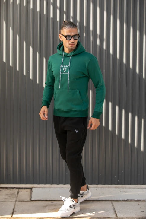 Ανδρικό φούτερ με κουκούλα  Henry clothing - 3-651 - hoodie triangle logo πράσινο