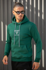 Ανδρικό φούτερ με κουκούλα  Henry clothing - 3-651 - hoodie triangle logo πράσινο