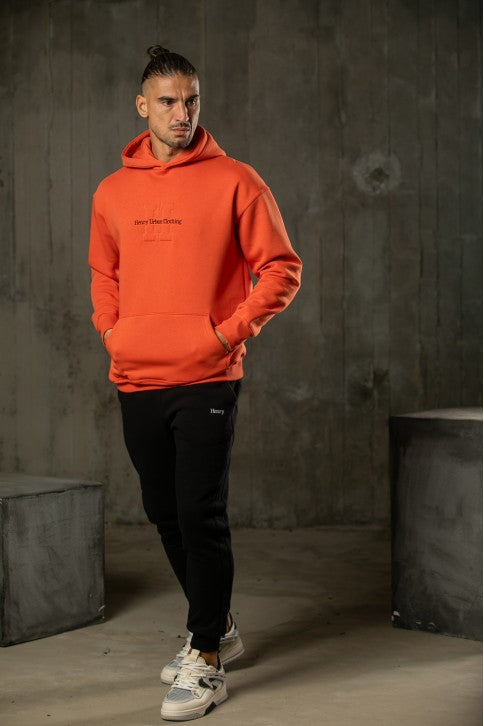 Ανδρικό φούτερ με κουκούλα Henry clothing - 3-657 - hoodie logo πορτοκαλί