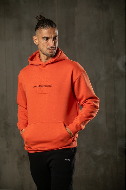 Ανδρικό φούτερ με κουκούλα Henry clothing - 3-657 - hoodie logo πορτοκαλί