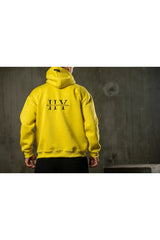 Ανδρικό φούτερ με κουκούλα Henry clothing - 3-661 - back logo hoodie μουσταρδί