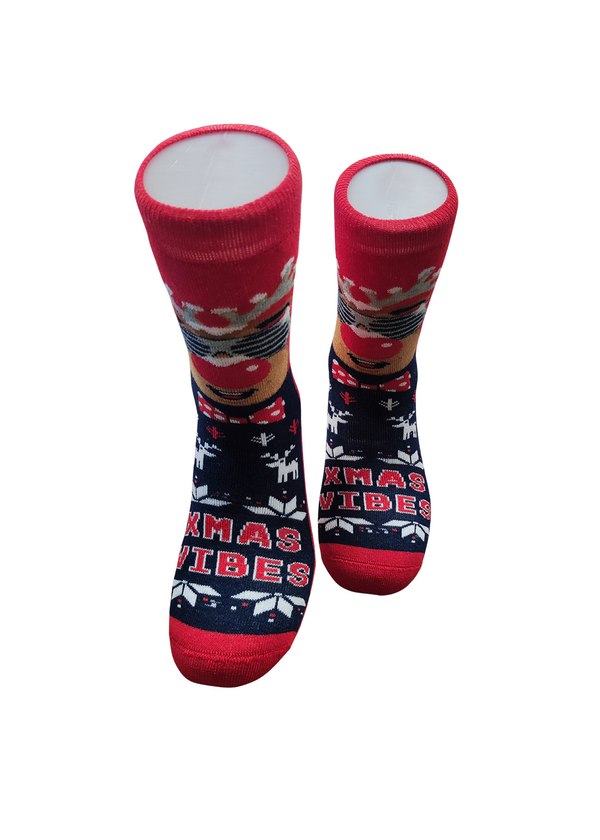 Χριστουγεννιάτικες κάλτσες V-tex - cool rudolf socks - κόκκινο