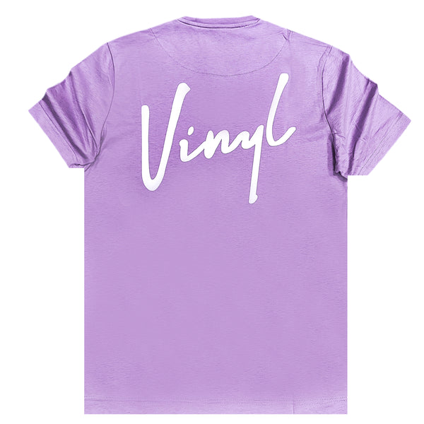 Κοντομάνικη μπλούζα Vinyl art clothing - 40513-05 - signature logo λιλά