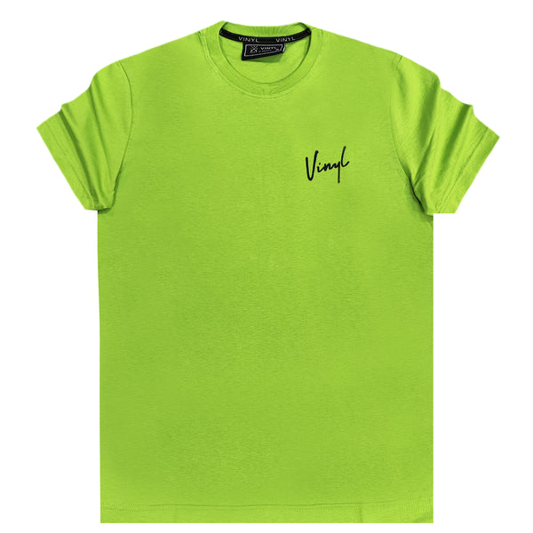 Κοντομάνικη μπλούζα Vinyl art clothing - 40513-20 - signature logo λαχανί