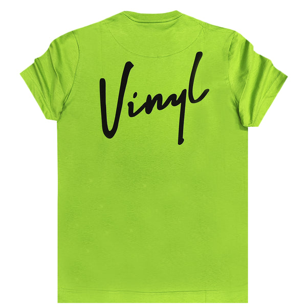 Κοντομάνικη μπλούζα Vinyl art clothing - 40513-20 - signature logo λαχανί