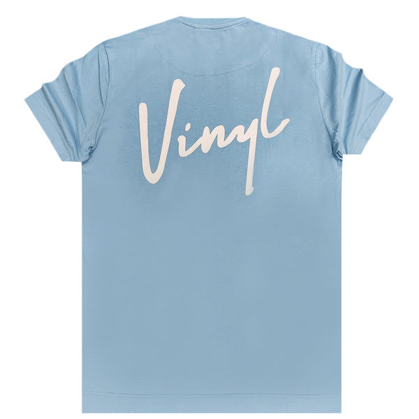 Κοντομάνικη μπλούζα Vinyl art clothing - 40513-24 - signature logo γαλάζιο