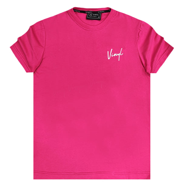 Κοντομάνικη μπλούζα Vinyl art clothing - 40513-36 - signature logo φούξια