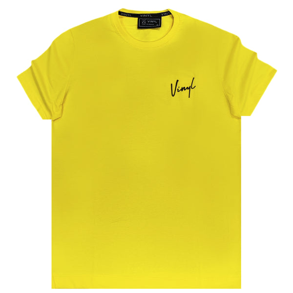 Κοντομάνικη μπλούζα Vinyl art clothing - 40513-99 - signature logo κίτρινο