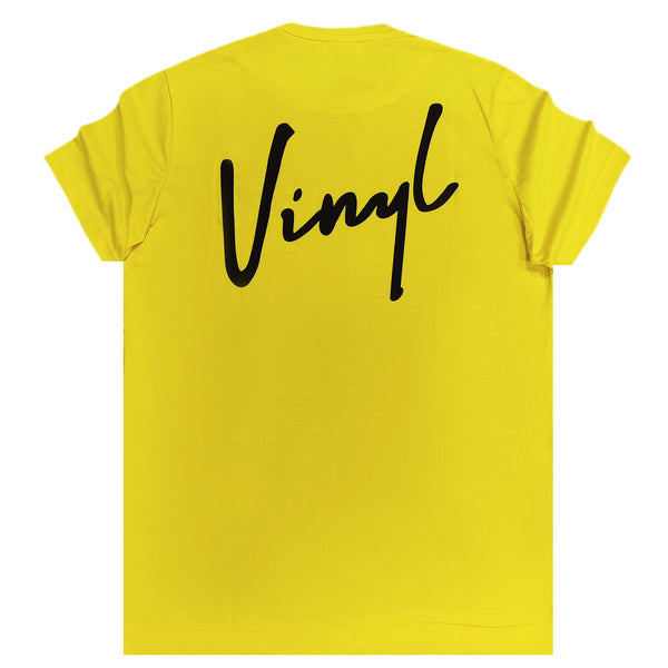 Κοντομάνικη μπλούζα Vinyl art clothing - 40513-99 - signature logo κίτρινο