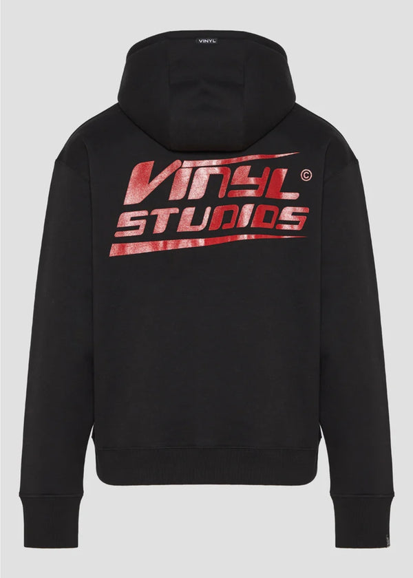 Ανδρικό μακρυμάνικο φούτερ με κουκούλα Vinyl Art Clothing - 43434-01 - studios v beat hoodie cotton oversized μαύρο