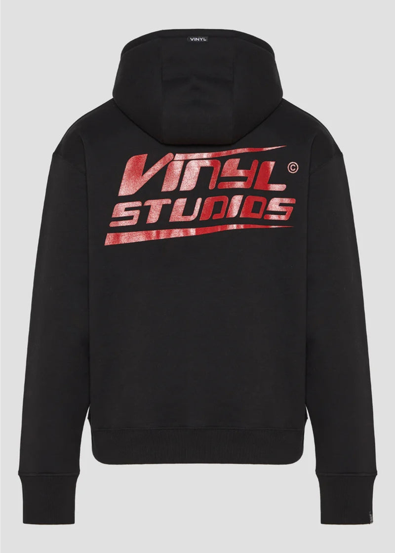 Ανδρικό μακρυμάνικο φούτερ με κουκούλα Vinyl Art Clothing - 43434-01 - studios v beat hoodie cotton oversized μαύρο