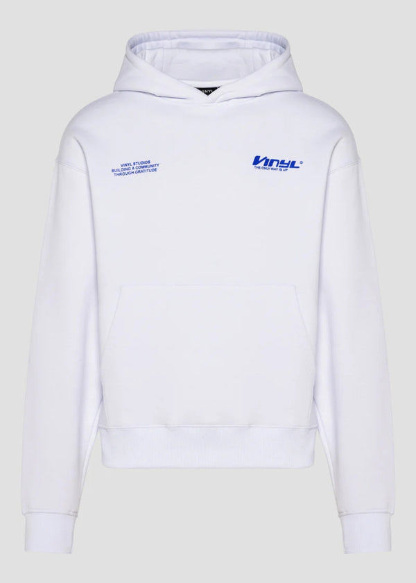Ανδρικό μακρυμάνικο φούτερ με κουκούλα Vinyl Art Clothing - 43434-02 - studios v beat hoodie cotton oversized λευκό