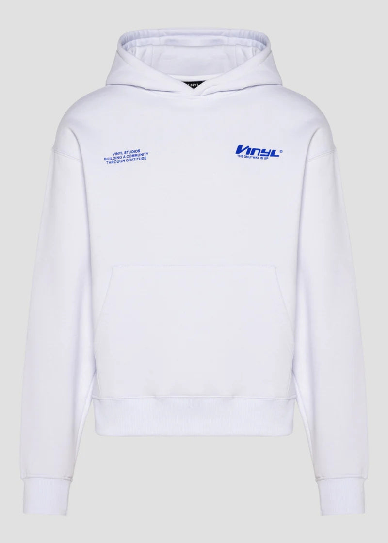Ανδρικό μακρυμάνικο φούτερ με κουκούλα Vinyl Art Clothing - 43434-02 - studios v beat hoodie cotton oversized λευκό