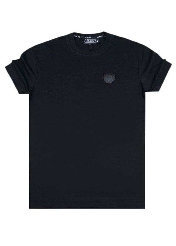 Ανδρική κοντομάνικη μπλούζα Vinyl Art Clothing - 43929-01 - cotton regular fit - monostyle t-shirt μαύρο
