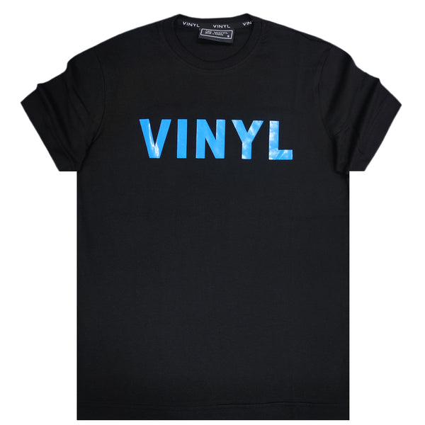 Ανδρική κοντομάνικη μπλούζα Vinyl art clothing - 44952-01 - logo print μαύρο