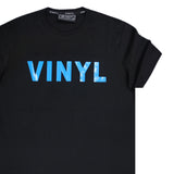 Ανδρική κοντομάνικη μπλούζα Vinyl art clothing - 44952-01 - logo print μαύρο