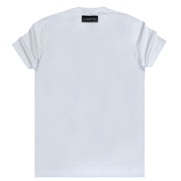 Ανδρική κοντομάνικη μπλούζα Vinyl art clothing - 44952-02 - logo print λευκό