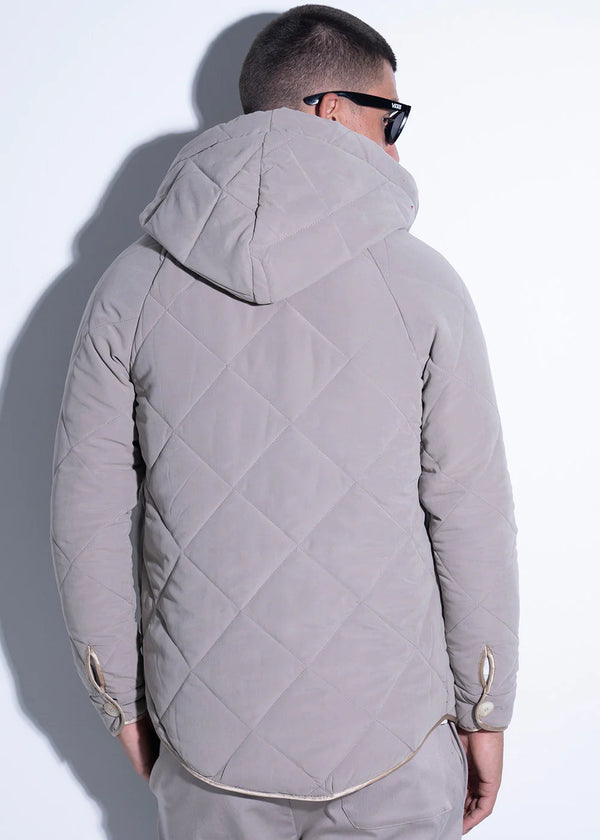 Vinyl art clothing - 72420-77 - quilted hooded puffer - beige