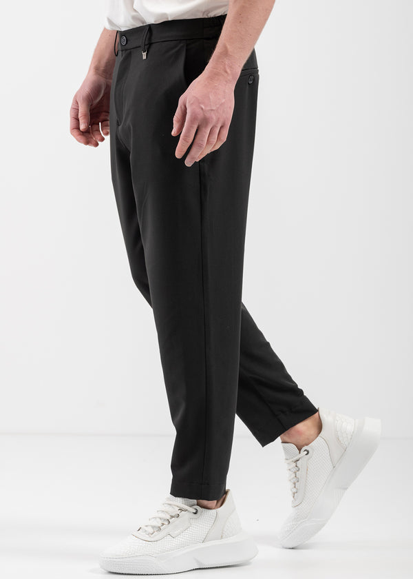 Ανδρικό υφασμάτινο παντελόνι - VITTORIO - 500-25-MAJORCA - fabric pants loose fit μαύρο