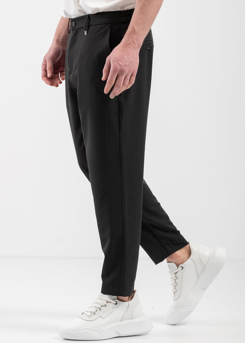 Ανδρικό υφασμάτινο παντελόνι - VITTORIO - 500-25-MAJORCA - fabric pants loose fit μαύρο