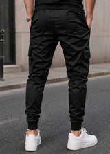 GUF CLOTHING Ανδρική φόρμα cargo με χνούδι elegant pants - Μαύρη X-5102