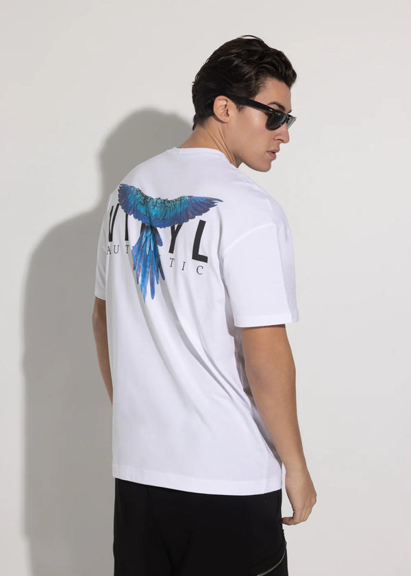 Αντρική κοντομάνικη μπλούζα Vinyl Art Clothing -52320-02 - meant to fly oversized tee λευκό