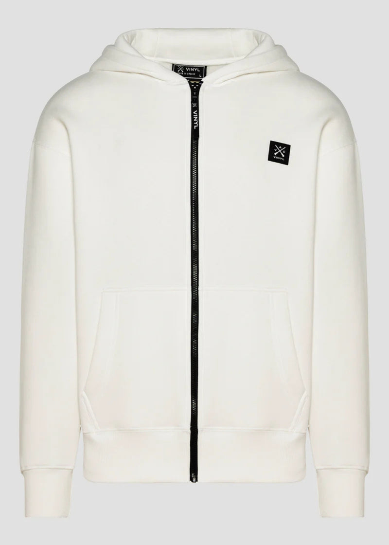 Ανδρική ζακέτα με κουκούλα Vinyl Art Clothing - 52525-02 - off duty zip hoodie oversize fit λευκό
