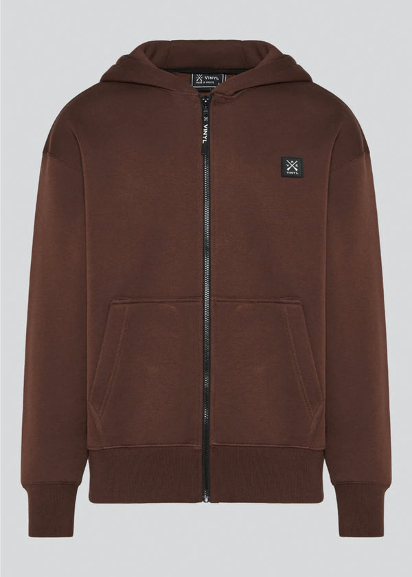Ανδρική ζακέτα με κουκούλα Vinyl Art Clothing - 52525-33 - off duty zip hoodie oversize fit λευκό καφέ