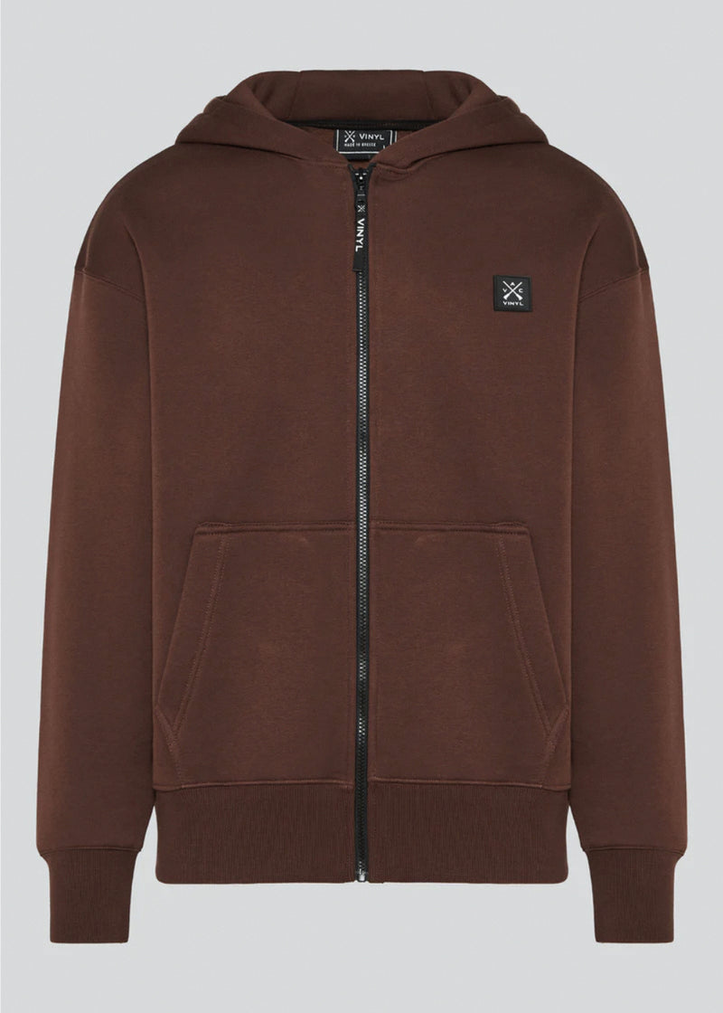 Ανδρική ζακέτα με κουκούλα Vinyl Art Clothing - 52525-33 - off duty zip hoodie oversize fit λευκό καφέ